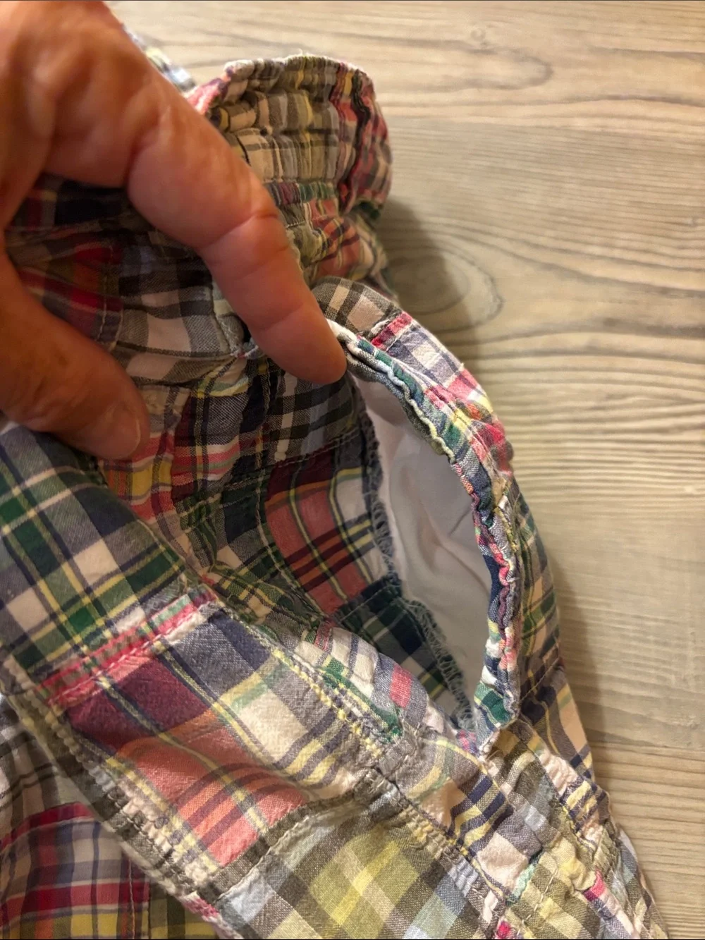 Vintage JCrew madras plaid patchwork shorts, cotton, colorful, size 30